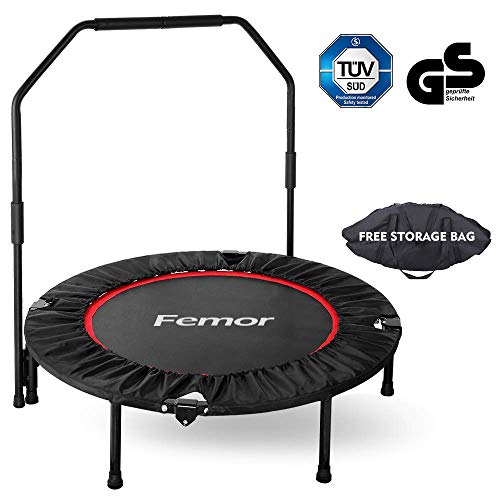 Femor Trampolín Fitness Plegable, Ø101.6 cm, con Mango Ajustable en Altura de 3 Vías, incluida la Cubierta del Borde, con Cuerdas de Goma Peso Máximo 150 kg