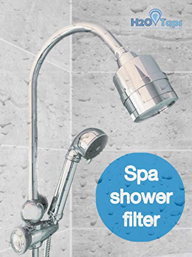 Filtro Ducha - Alcachofa de Ducha Lluvia Fija en Niquel Cepillado - Cabezal Ducha con Filtro 11 Etapas, KDF-55, Vitamina C, Elimina el Cloro, Ahorro de agua, Instalación fácil - H2o TAPS