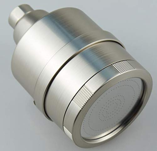 Filtro Ducha - Alcachofa de Ducha Lluvia Fija en Niquel Cepillado - Cabezal Ducha con Filtro 11 Etapas, KDF-55, Vitamina C, Elimina el Cloro, Ahorro de agua, Instalación fácil - H2o TAPS