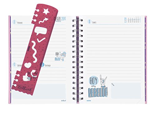 Finocam Talkual - Agenda escolar 2018-2019 1 día página español, 155 x 215 mm, rosa