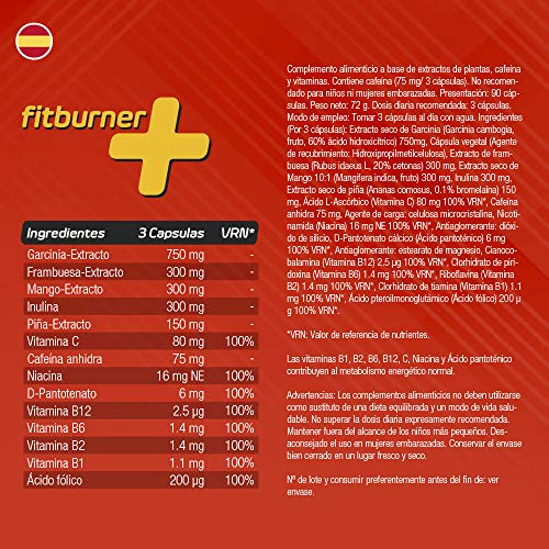Fitburner+ | Quemagrasas Potente y Natural | Pastillas para Adelgazar Rápido | Supresor de Apetito para Perder Peso | Quemador de Grasa Abdominal | 90 Pastillas Veganas