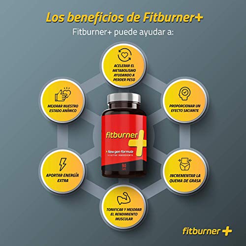 Fitburner+ | Quemagrasas Potente y Natural | Pastillas para Adelgazar Rápido | Supresor de Apetito para Perder Peso | Quemador de Grasa Abdominal | 90 Pastillas Veganas