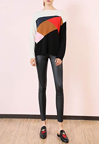 FITTOO Mujeres PU Leggins Cuero Brillante Pantalón Elásticos Pantalones para Mujer300#2 Negro Serpiente L