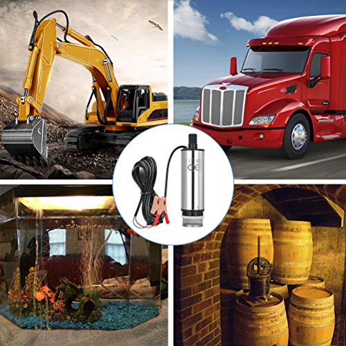 flintronic Bomba de Agua y Aceite, 12V Bompa Sumergible de Acero Inoxidable Bomba de Combustible Diesel Transferencia de Líquido Aceite Agua por Auto, Caravana, Marino, Barca