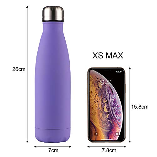 flintronic Botella Termica, 500ML Botella de Agua de Acero Inoxidable, Aislamiento de Vacío de Doble Pared, Botellas de Frío/Caliente Sin BPA & Eco Friendly, con 1 Portavasos y 1 Cepillo