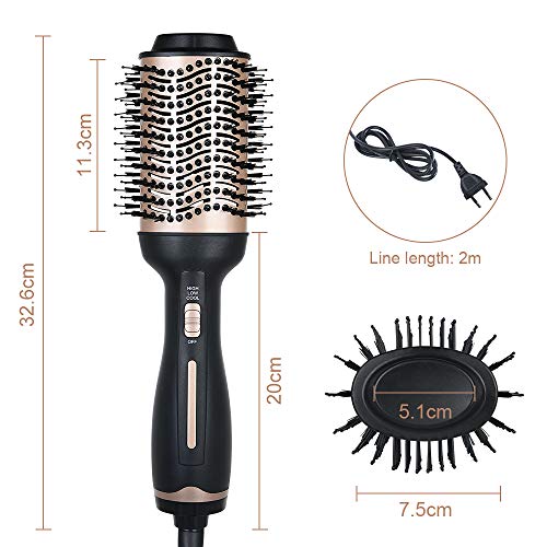flintronic Cepillo Secador de Iones Negativos, 3 en 1 Cepillo de Aire Caliente para Secar, Moldear, Alisar y dar Volumen, 3 Temperaturas, 5 piezas de Pinzas para El Cabello Gratis