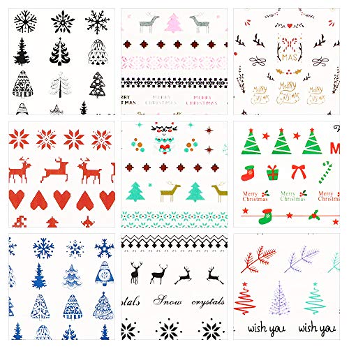 FLOFIA 18pcs Pegatinas Uñas Navidad al Agua Pegatinas Uñas Navideñas Decorativas Calcomanías Uñas Transferencia Agua Nail Stickers para Decoración Arte de Uñas Navidad Estilos Variados de Navidad