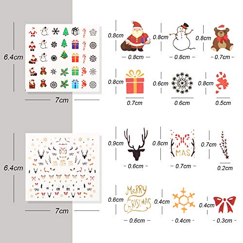 FLOFIA 18pcs Pegatinas Uñas Navidad al Agua Pegatinas Uñas Navideñas Decorativas Calcomanías Uñas Transferencia Agua Nail Stickers para Decoración Arte de Uñas Navidad Estilos Variados de Navidad