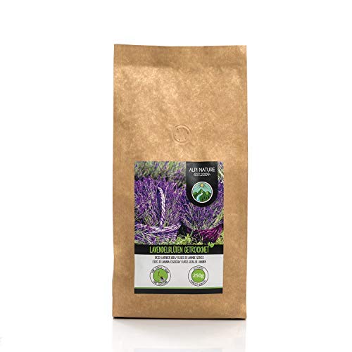Flores de lavanda secas (250g), lavanda 100% natural, intensivas en fragancias, secas suavemente y sin aditivos para la preparación de té, bolsas de fragancia o decoración