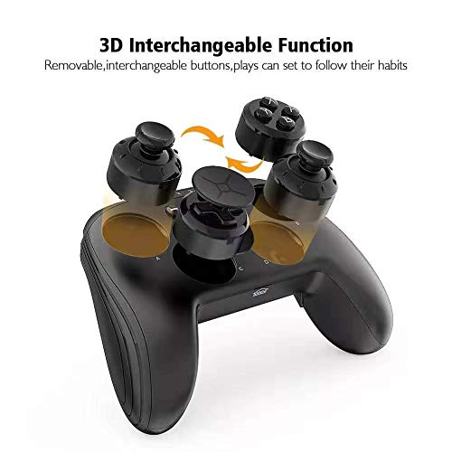 Flybiz Mando Inalámbrico para Switch / PC / Android Tablet y teléfono móvil, Gamepad modular con módulos de joystick intercambiables, botones turbo programables personalizables y tecla trasera