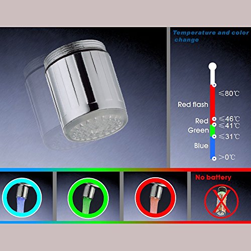 FLYING_WE 2 Pack Faucet de Agua LED Colorido con 3 Colores Que cambian Control de la Temperatura, RC-F03 Grifo del Grifo de la Corriente del Agua para la Cocina y los Cuartos de baño.