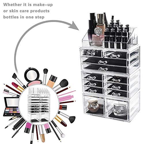 FOBUY Caja acrílica Estante de maquillajes Maquillaje Cosméticos Joyería Organizador (12 Drawers)