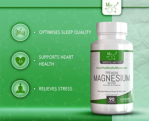 Fórmula de Magnesio 330 mg - Magnesio en 3 Tipos Diferentes Altamente Biodisponible - GLICINATO, TAURATO & MALATO + Vitamina B6 y Zinc - Activo por Dosis (90 Capsulas Vegetarianas)