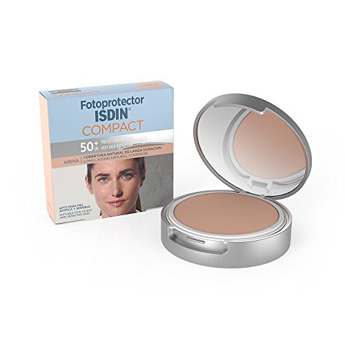 Fotoprotector ISDIN Compact SPF 50+ Arena - Protector solar facial, Cobertura natural de larga duración, Apto para piel atópica y sensible, 10 g