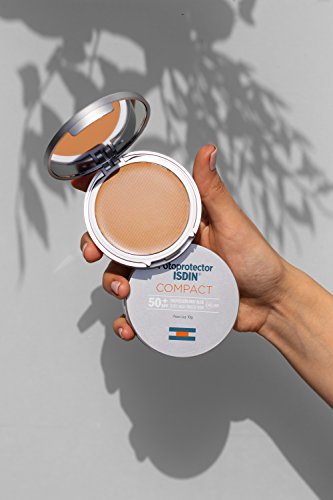 Fotoprotector ISDIN Compact SPF 50+ Arena - Protector solar facial, Cobertura natural de larga duración, Apto para piel atópica y sensible, 10 g