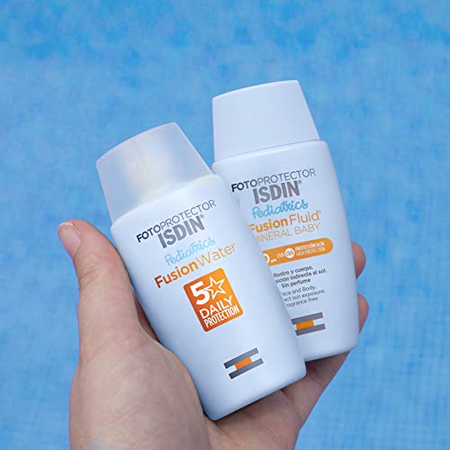 Fotoprotector ISDIN Fusion Fluid Mineral Baby SPF 50 - Protector solar facial formulado para la piel de niños y bebés, Filtros 100% físicos, Apto para pieles atópicas, 50 ml