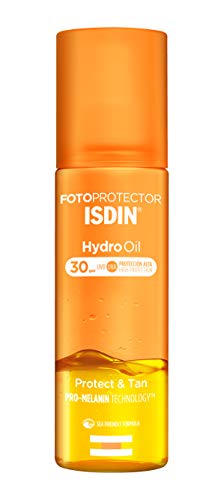 Fotoprotector ISDIN HydroOil SPF 30 - Protector solar corporal bifásico que protege y broncea la piel, 200 ml