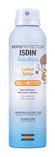 Fotoprotector ISDIN Pediatrics Lotion Spray SPF 50 - Protector solar corporal para niños, Hidratante, muy ligero y de absorción inmediata para la piel del niño, 250 ml