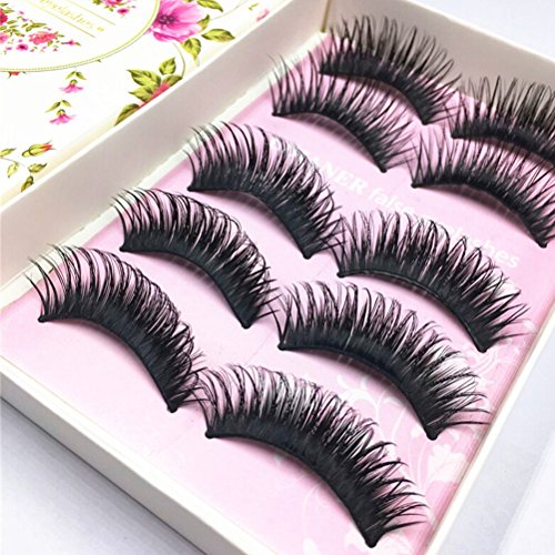 Frcolor - 5 pares de pestañas postizas, suaves, naturales, muy largas y gruesas