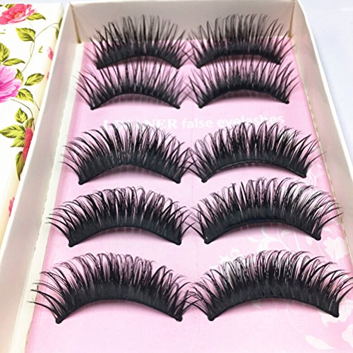 Frcolor - 5 pares de pestañas postizas, suaves, naturales, muy largas y gruesas