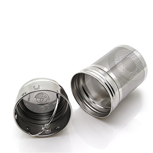 freiwerk® té Termo Botella Fabricante colador infusor Vidrio Doble Pared Tela de Neopreno Libre de BPA Tapa Gris Blanco 400ml