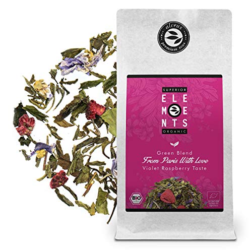 "From Paris with Love" Té Verde Orgánico sabor Violeta y Frambuesa, Bolsa A Granel 100 Gramos - alveus Premium Teas