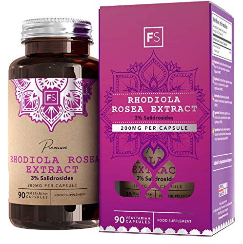 FS Rhodiola Rosea 400mg por Porción | 90 Capsulas Veganas | Salidrosides al 3% | Pastillas para Dormir y Promover la Calma | Adaptogeno | Sin Gluten o Lácteos
