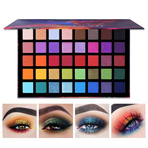 FSGD 40 Colores Spotlight Eyeshadow Palette, Multi-Reflective Shimmer Glitter Professional Eye Shadow Matte Shimmer Makeup Sombra de Ojos en Polvo de Colores Altamente pigmentados