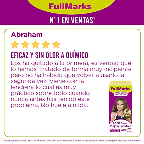 FullMarks Loción Antipiojos para Niños con Lendrera, sin Pesticidas, Inoloro e Incoloro - 100 ml