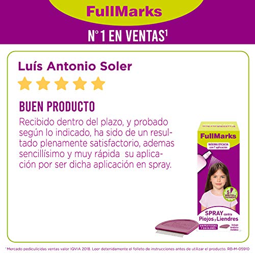 FullMarks Spray Antipiojos para Niños con Lendrera, Sin Pesticidas, Inoloro e Incoloro - Spray 150 ml