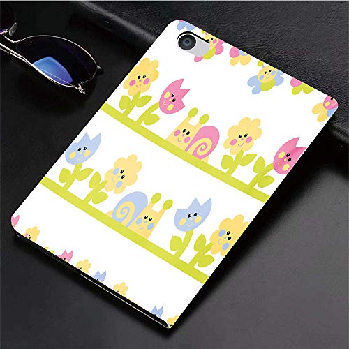 Funda para iPad (9,7 Pulgadas, 2018/2017 Modelo, 6ª / 5ª generación), Tulip King Size, personaje de dibujos animados Bees Tulip y Daisy Flowers Ca,Slim PU Protectora Carcasa con con Auto-Sueño/Estela