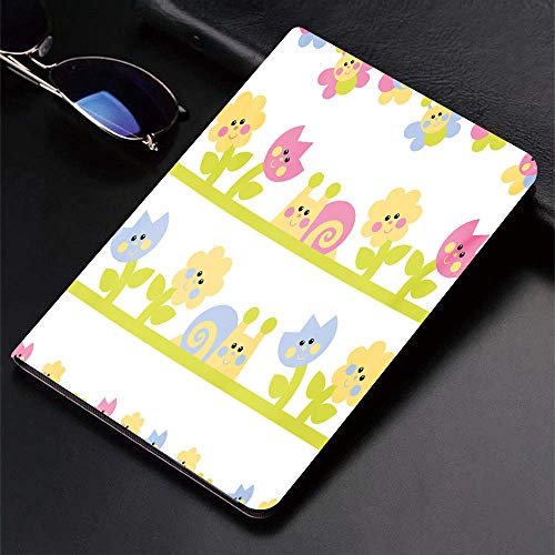 Funda para iPad (9,7 Pulgadas, 2018/2017 Modelo, 6ª / 5ª generación), Tulip King Size, personaje de dibujos animados Bees Tulip y Daisy Flowers Ca,Slim PU Protectora Carcasa con con Auto-Sueño/Estela