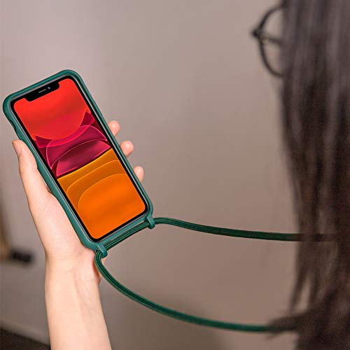 Funda para Iphone 11 Pro Max con cordón para colgar, de silicona, con cordón para colgar, color turquesa, silicona, turquesa, Iphone 11 Pro Max