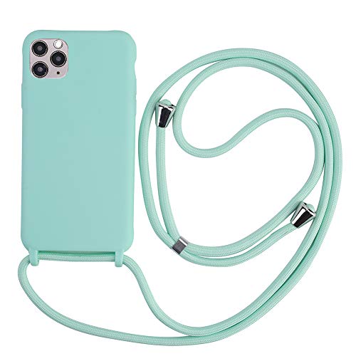 Funda para Iphone 11 Pro Max con cordón para colgar, de silicona, con cordón para colgar, color turquesa, silicona, turquesa, Iphone 11 Pro Max