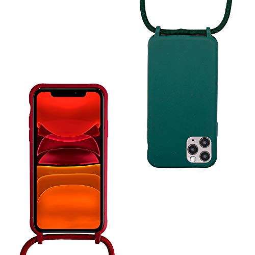Funda para Iphone 11 Pro Max con cordón para colgar, de silicona, con cordón para colgar, color turquesa, silicona, turquesa, Iphone 11 Pro Max