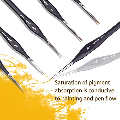Fuumuui Juego de Pinceles de Arte con Detalles Finos en Miniatura para y Taller de Pintura de Pintura de Acuarela, Aceite, acrílico, uñas, Cara, Pintura a Escala (5 Piezas)