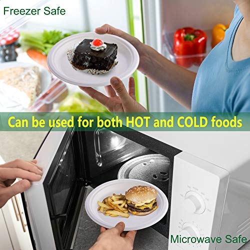 Fuyit Platos Desechables, 125 Piezas Vajilla, Incluye Biodegradable 25 Platos(9 Pulgadas), 25 Platos(7 Pulgadas), 25 Tenedores, 25 Cuchillos y 25 Cucharas para Fiesta, Picnic, Camping