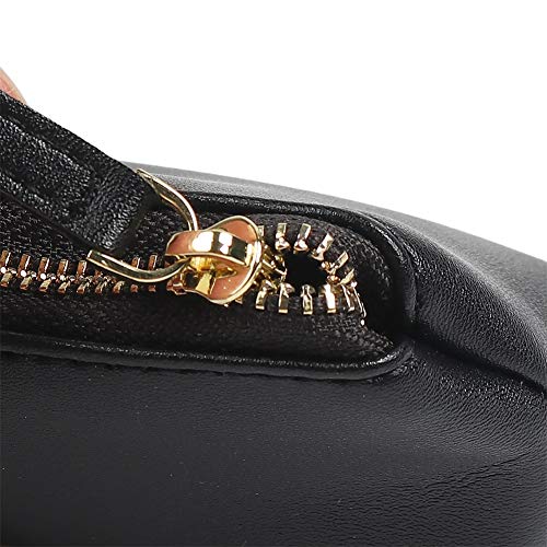 Fyore - Estuche de piel de lujo, diseño delgado con cremallera metálica, tamaño de bolsillo para bolígrafo y brocha de maquillaje, color negro 20*5*4.4cm