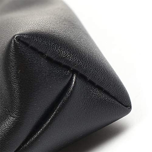 Fyore - Estuche de piel de lujo, diseño delgado con cremallera metálica, tamaño de bolsillo para bolígrafo y brocha de maquillaje, color negro 20*5*4.4cm