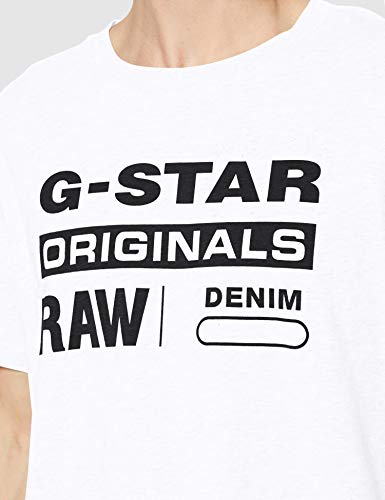 G-STAR RAW Graphic 8 Round Neck Camiseta, Blanco (White 110), M para Hombre
