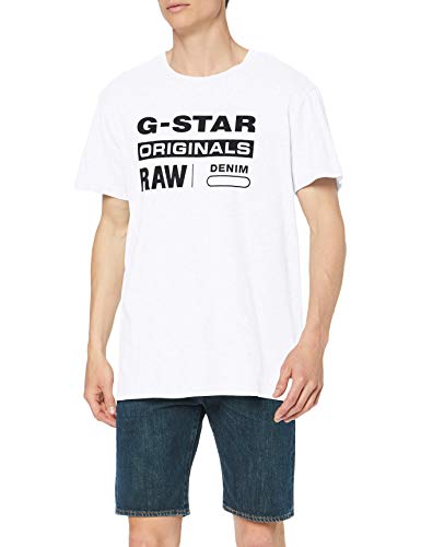 G-STAR RAW Graphic 8 Round Neck Camiseta, Blanco (White 110), M para Hombre