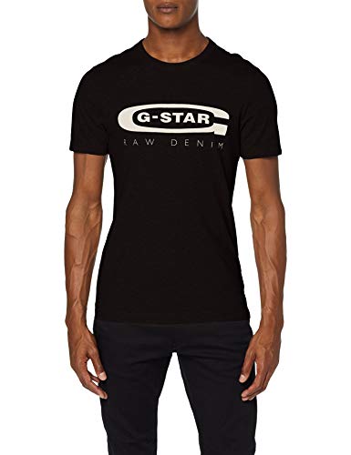 G-STAR RAW Graphic Logo 4 Camiseta, Negro, Large (Talla del Fabricante:) para Hombre