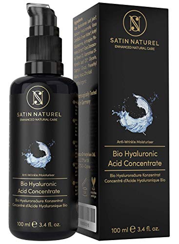 GANADOR 06/20* Serum Facial de Acido Hialuronico Puro ORGÁNICO 3 VECES MAYOR 100ml - Altamente Dosificado y Vegano con Aloe Vera – Uso con Crema Antiarrugas Mujer - Contorno Ojos - Hecho en Alemania