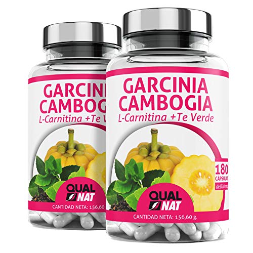 Garcinia Cambogia + L-Carnitina + Té Verde | Potente Quemagrasas | Reductor del apetito |Tú Complemento Natural para Adelgazar| 180 Cápsulas- Qualnat