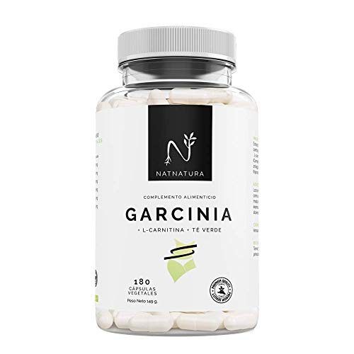 Garcinia Cambogia+L-Carnitina+Té verde, quemagrasas natural efectivo. La mejor fórmula Quemagrasas para adelgazar. Fórmula de máxima calidad con alta concentración de HCA 60%. 180 cápsulas.