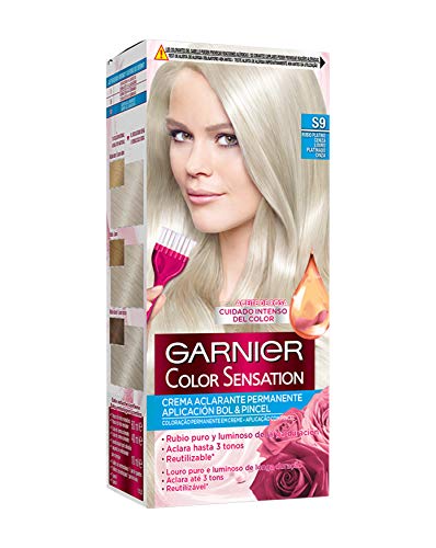 Garnier Color Sensation - Tinte Permanente Rubio Platino Ceniza S9, disponible en más de 20 tonos