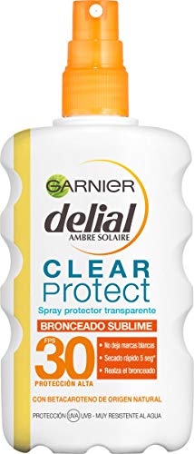 Garnier Delial Clear Protect Bronceado Sublime, Spray Protector Solar Corporal Transparente con SPF30 - 200 ml