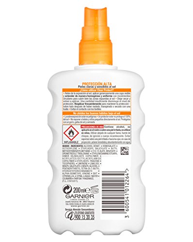 Garnier Delial Clear Protect Spray Protector Solar Corporal Transparente con SPF50+ - 200 ml