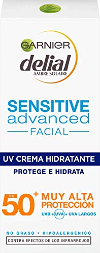 GARNIER DELIAL Sensitive Advanced - Crema Facial Hidratante Alta Protección Solar IP50+ - 50 ml