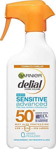 Garnier Delial Sensitive Advanced - Leche Solar para Pieles Claras, Sensibles e Intolerantes al Sol, IP50+ - 300 ml